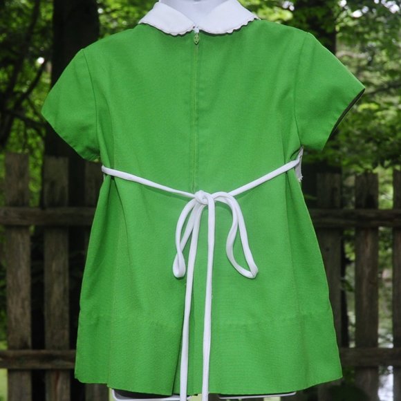 VTG 70's Saks Fifth Ave Kelly Green Girls School Church Party Dress Size 18M/2T - Picture 5 of 9